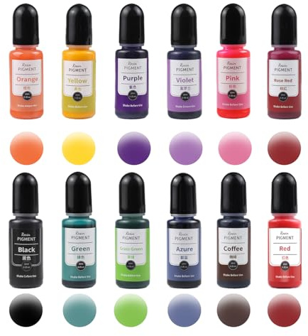 Tyafzzn Farbpigmente für Gießpulver, 12 Stück 10 ml Epoxidharz Farbig Set, Farbe für Gießpulver, DIY Farbige Pigmente für Betonfarbe, Gips