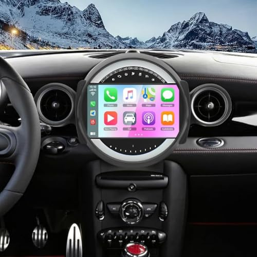 4+64G Double Din Car Stereo Radio Compatible for Mini Cooper R56 2007-2014 with Android Auto 9Inch Touch Screen Car Stereo GPS Navigation Bluetooth FM RDS WiFi USB + AHD Backup Camera