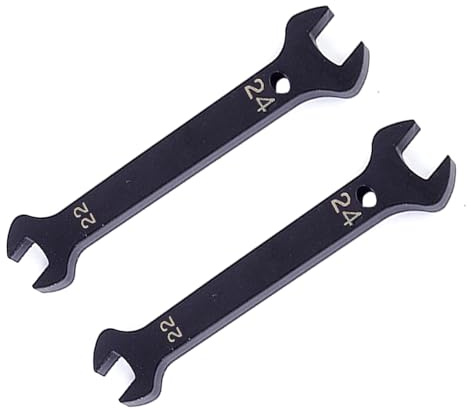 Mandouer 22mm x 24mm Double Open End Spanner, Thin Carbon Steel Wrench | Lightweight and durable, super thin 3mm profile for tight spaces, ideal for motorcycle, workshop and home DIY (4-Piece)