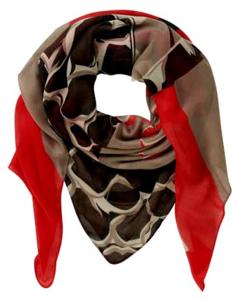 Betty Barclay Damen Tuch mit Aufdruck ACC, Taupe/Rot