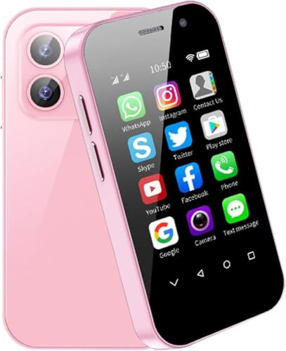 Mini Téléphone Portable 4G, 3, Android 9, Double SIM, Reconnaissance Faciale, GPS, OTC, Google Play - Rose - 32 Go