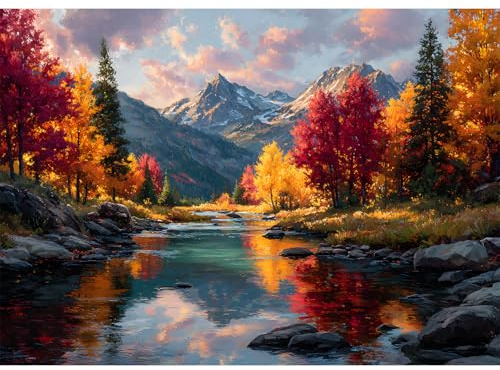Yunlus Puzzles pour adultes 1000 pièces Impossible dur difficile difficile Puzzles pour adultes 1000 pièces Puzzles Peinture à l'huile Montagne Forêt Lac Paysage Puzzle 1000 Puzzles 71,1 x 50,8 cm