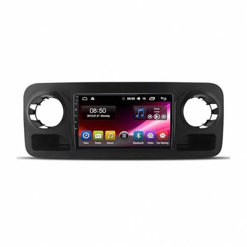 Radio de Coche 2 DIN para Mercedes-Benz Sprinter 2018-2022 Enlace Espejo, Navegación, Siri, Aux, Bluetooth, Airplay, Lectura de Vídeo, Navegación GPS, Mirror, 4 Nuclear 2G+32G