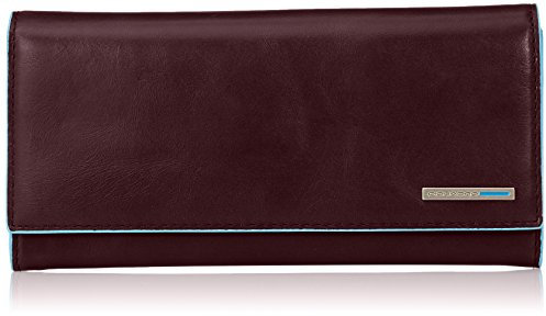 Piquadro Flap Over Damen Leder Geldbörse mit Zwei Zwickel Münzfach, Mahagoni, Einheitsgröße, Münztasche