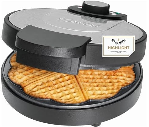Gaufrier en forme de cœur avec revêtement anti-adhésif - Puissant 1000 W - Gaufres avec protection contre la surchauffe - Témoin lumineux de cuisson en acier inoxydable pour gaufres en forme de cœur