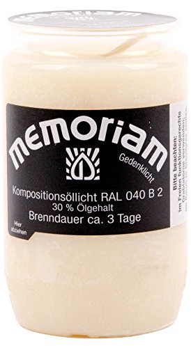 Memoriam Kompo Öllicht Nr. 33 - rot, weiß oder blau - 3 Tage Brenndauer - 20 Stück (weiß)