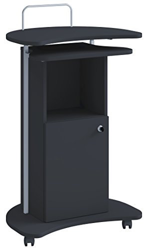 VCM Holz mobiles Rednerpult | Maße ca. H. 93 bis 111x B. 56x T. 41 cm | rollbar mit Schublade | Stehpult - Komil Schwarz