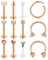 Incaton Tragus Piercing Rosegold 16 Gauge Chirurgenstahl Lippenpiercing Ring Hufeisen SeptumPiercing Set 12stk