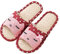 AioTio Pareja de Lino Zapatillas de casa de Estilo japonés niño Divertido Zapatillas de Dibujos Animados Transpirable Antideslizante luz de Fondo Regalo con Amor (38/39 EU,Vino Rojo)