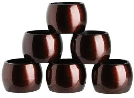 Argon Tableware Metallic Napkin Rings - Dark Red - 4.5cm - Pack of 6 - Metallic Finish Reusable Dining Table Setting Napkin Buckle Holder for Christmas, Party Celebrations, Restaurant Tableware Decor