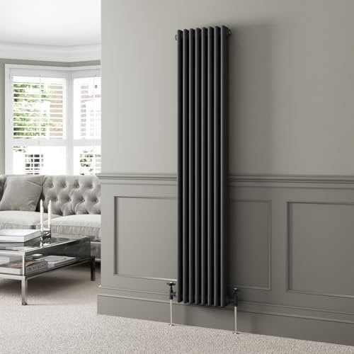 DuraTherm® 1800 x 380mm Anthracite Grey Traditional Vertical Designer Radiator Triple Column Colosseum Cast Iron Style Central Heating Panel Radiators Rad