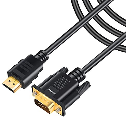 JOPHEK HDMI zu VGA Kabel 1.8m Unterstützung 1080P umwandeln Signal verbindet einen Desktop-PC, DVD, Laptop mit HDMI Anschluss einen Monitor, Projektor, HDTV mit VGA-Port