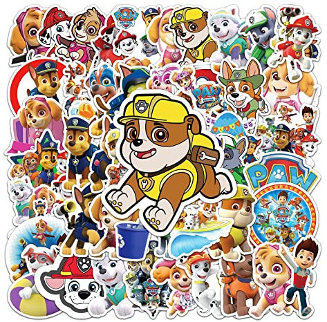 LYLSDSB 50 Stück Paw Patrol Aufkleber Cartoon Anime Graffiti Stickers für Laptop Wasserflasche Computer Fahrrad Motorrad Skateboard Auto Gepäck, Vinyl Wasserdicht Cute Aufkleber für Kinder