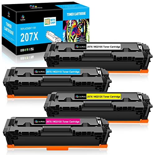 LeciRoba 207X für HP W2210X W2211X W2212X W2213X W2210A W2211A W2212A W2213A 207X 207A Toner für HP Color Laserjet Pro MFP-M283fdw MFP-M283fdn MFP-M282nw M255dw M255nw Drucker (Mit Chip,4-Packung)