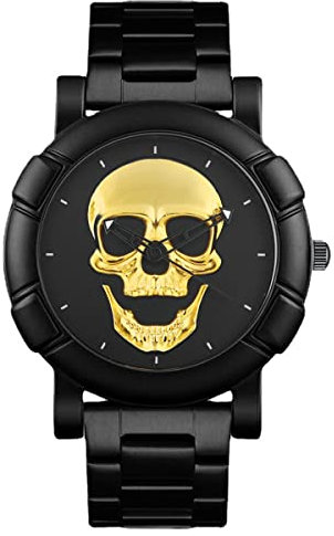 Einkaufszauber Armbanduhr Skull Totenkopf Gold