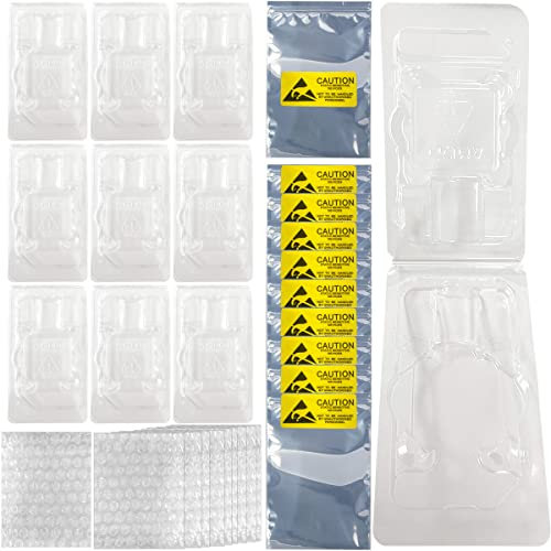 Xiatiaosann CPU Case Tray for AMD, Clamshell Plastic Protective Box Holder for 938 939 940 AM4 AM3 AM2 FM1 FM2 APU FX, Thicken Plastic Shell, with 10pcs Antistatic Bag + Label + Bubble Wrap, 10 Pcs