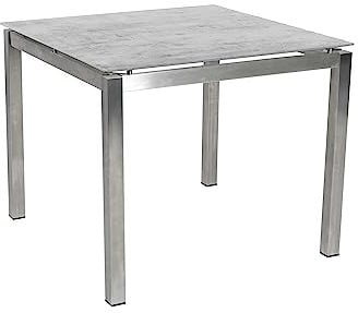 Greemotion Bistrotisch Sydney Edelstahl Glaskeramikplatte ca. 90 x 74 x 90 cm Silber/Grau