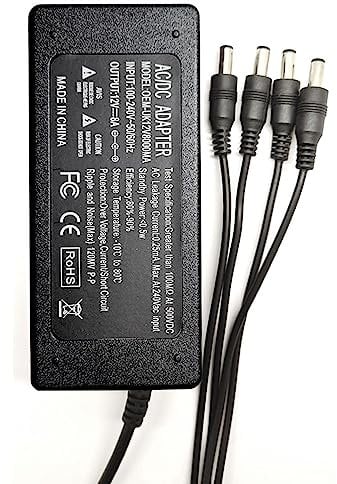 Sentry 12V 8A PSU Power Supply Unit Adapter AC/DC UK 3-Pin mains 240v AC to 12v DC for CCTV Cameras Monitors DVRs Lightings (4 Way Splitter)