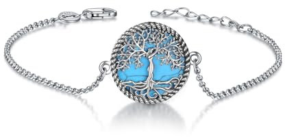 YAFEINI Türkis Baum des Lebens Armband - Sterling Silber Schmuck für Frauen