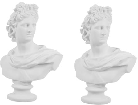 HOMSFOU 2st Blumenarrangement Kopf Der Göttin Kopf Zement Pflanzer Griechische Statue Pflanzer Pflanzgefäß Für Menschliche Skulpturen Apollo-Kopf-vase Kunstharz Weiß Klein Kopf Blumentopf
