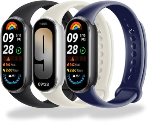 BABEJIA 3 Stück Ersatzbänder Kompatibel mit Xiaomi Smart Band 10/9/8, Weiche Sportliche Armbänder, Armband mit Metallverbinder, Atmungsaktiv, Verstellbar, Schnellverschluss