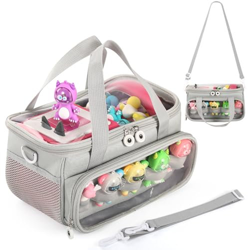 Carrying Case for Toniebox, Storage Carrier Bag for Tonie Characters with Shoulder Strap and Handle, Home Outdoor Hand Bag for Toniebox 2 Audio Player and Dolls (Gray)
