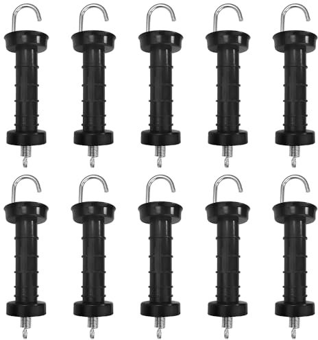 10 PCS Gate Handle for Electric Fence, Black PP Handle, Insulated Spring Tension, Replacement Accessories for Fencing, for Pasture Gates, Enhanced Security