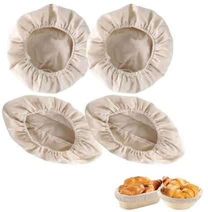Dball 4 Pièces Toiles de Boulangerie Ovales Banneton Pain Tissu Fermenté Toile de Lin Boulangerie pour Amateurs de Pâtisserie Débutants Faire Son Pain et Son Levain