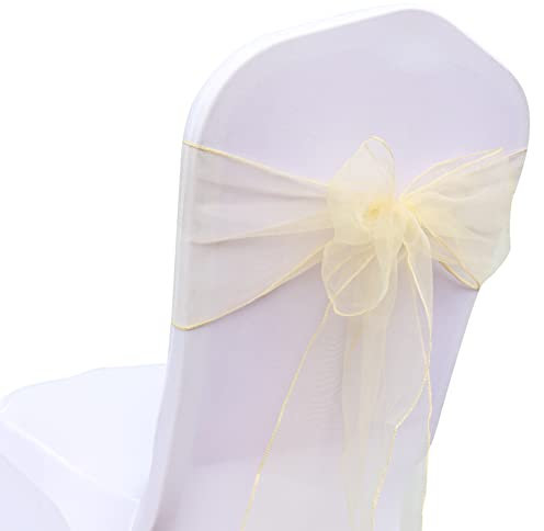 Yurosiay Schleifen für Stuhlhussen Stühle 18×275cm Organza Stuhlschleifen Stuhl-Schärpen Bänder Elegant Stuhlschärpen für Hochzeit, Party, Geburtstag,Hotel,Bankett, Dekoration