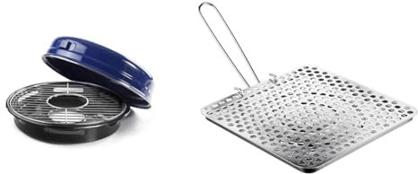 Ibili 980032 CHURRASQUERA, Acero esmaltado + Inox, Negro,azul & Tostador, Acero estañado, 20 x 20 x 5 cm, 200