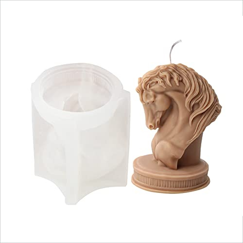 Wernfale 1 PCS Cheval Tête Statue Bougie Silicone Moule Pour Buste Équitation Sculpture Art Figurine Animal Poney