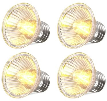 GlowUp UVA UVB Bulb Tortoise 75W, E27 Reptile Heating Bulb Dimmable UVA+UVB Full Spectrum Sun Lamp Basking Bulb Screw in Halogen Heat Bulb for Turtle Tank Vivarium Lizard Bearded Dragon Snake(4-Pack