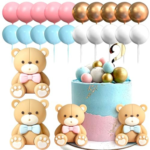 JeVenis décorations de gâteaux pour la gender reveal rose et bleu décoration de gâteau garçon ou fille décoration de gâteau ourson décoration de gâteau pour la fête de bébé