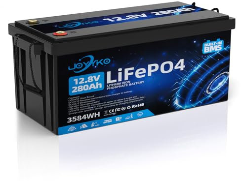 LiFePO4 280AH 12V mit BMS Schutz und 15000 Zyklen,LiFePO4 280ah 3584Wh,280ah Batterie 12v LiFePO4,Lithiumbatterie der Klasse A,für Wohnmobilen, Wohnwagen, Schiffen, Solaranlagen