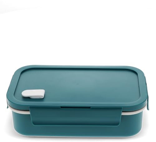 Rex London Lunchbox Blau | doppelwandig & mikrowellengeeignet, mit 2 Fächern & Innenbox, luftdicht, BPA-frei, für Schule, Büro & unterwegs