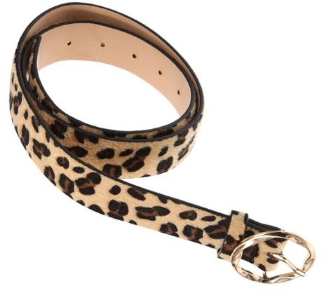 COLLBATH Leder Gürtel Damen Leopard Muster Pu Leder Gürtel Mit Runder Schnalle Für Jeans Hosen Mode Freizeit Outfit Accessoire