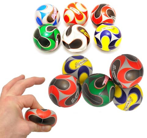 jameitop® 12er Set Mini Fußbälle – weiche Stressbälle Ø6 cm, kräftige Farben, Fußball ideal zum Kneten, Werfen & Schießen Partyartikel Softball Ball