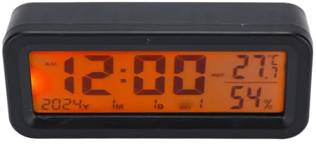 FTVOGUE Reloj de Automóvil Luminoso con Gran Pantalla Digital, Calendario de Reloj de Tablero de Automóviles Electrónicos con Energía Solar, Pantalla de Humedad de Temperatura para