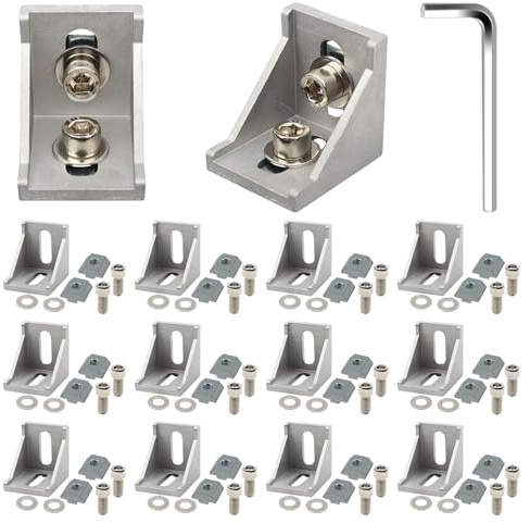AMZSKU 12stk Befestigungsmaterial Winkel Befestigung , Aluprofil 40x40 Nut 8 Aluminium Aluprofil,für Aluprofil Winkel Wandhalter Montagematerial