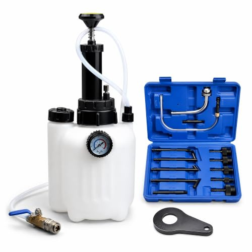 Manuelle Getriebeöl Einfüllgerät 3L - 13-teiliges ATF/DSG Adapter Set | Manuelle Getriebeöl-Pumpe mit ergonomischem Drehgriff für DSG, ATF und pProfessionelle Ölwechsel