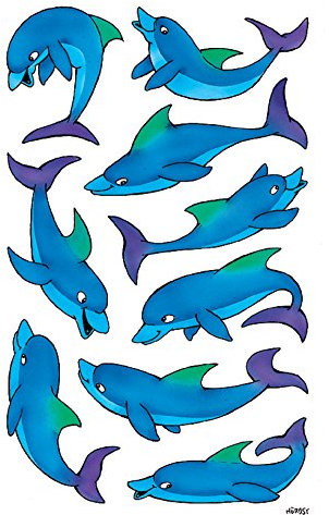 AVERY Zweckform 53444 Aufkleber für Kinder (Delfine, Papiermaterial mit Glitzer) 2 Bögen, 18 Sticker