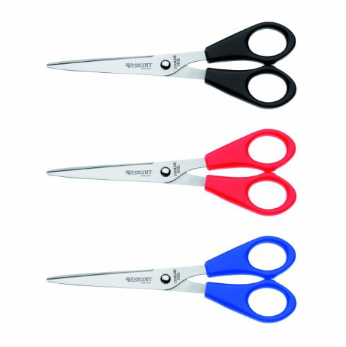 Westcott E-31032 00 Büro Schere, 17 cm, 3-er Set, schwarz/rot/blau