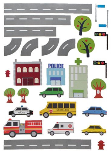 alles-meine.de GmbH 29 TLG. Set: XXL Wandtattoo/Sticker - Straße mit Auto ´s zum Spielen ! - Wandsticker Aufkleber Fahrzeuge Auto