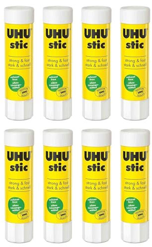 UHU Lot de 8 bâtons de colle, sans solvants, 8,2 g, avec capuchon