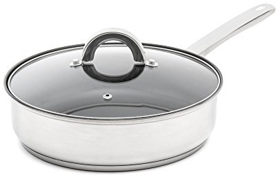 San Ignacio Caesar - Poêle à Frire 22cm/2,5l/0,8mm Acier INOX Tous Feux+Induction avec Couvercle Caesar