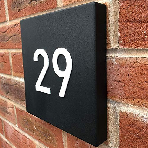 Contempo Modern House Number Sign - Matt Black
