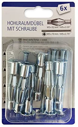 Hohlraumdübel mit Schrauben SPECIAL Set je 6 Stück Element System