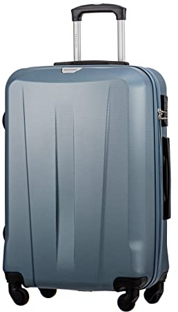PUCCINI Koffer Paris Hartschalenkoffer Trolley Leicht Reisekoffer mit 4 Rollen S-M-L-XL (Blau, L)