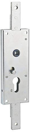 THIRARD - Boitier de Serrure en Applique à Double Entrée à Fouillot pour Garage Basculante - 2 Points Haut & Bas - 60x160 mm - Carré 7 mm - Coffre Acier Cambré - Mécanisme Bec de Cane - Gris
