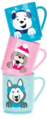 Baker Ross Polar Pals Plastic Mugs - Pack of 4, Christmas Party Bag Filler Cups (AV840)
